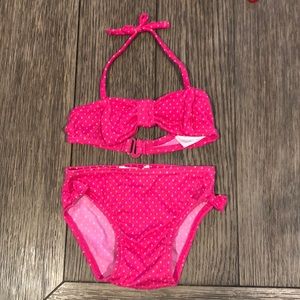 Old Navy Baby Girls Pink Polka Dot Bikini Sz 6-12m